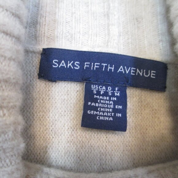 Saks Fifth Avenue Merino Wool Blend Turtleneck Sweater Womens Beige Knit S - Picture 6 of 10